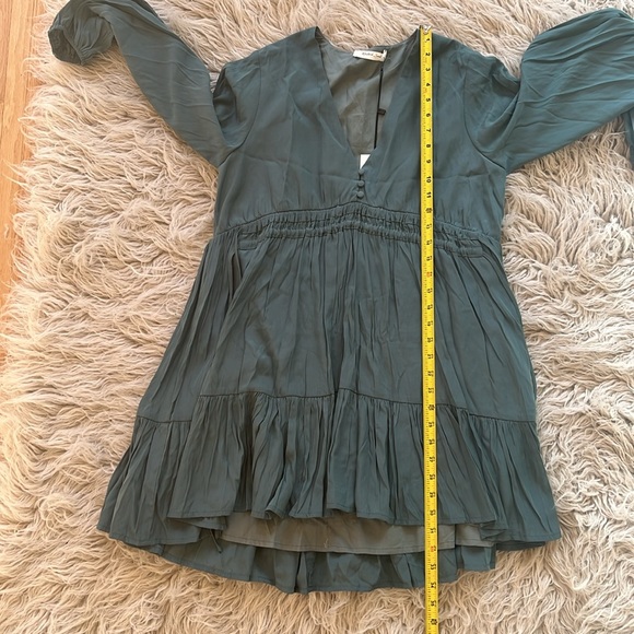 NWT Mustard Seed 'Faded Green' side tie v-neck long sleeve flowy dress sz S - Picture 8 of 8